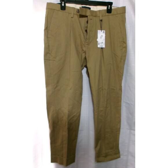 Piombo Men's Khaki Pants Flat Front Casual Dress Trousers Size 36 EU 52 New Tags